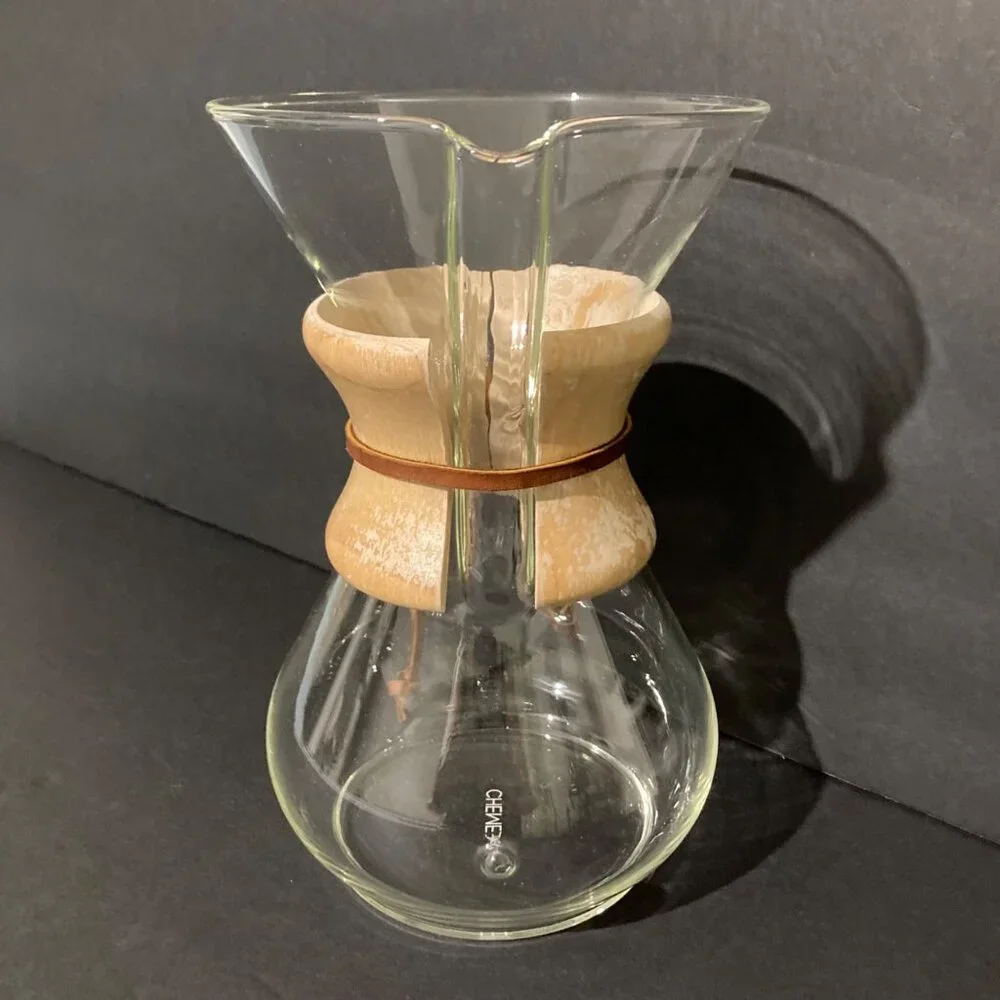 Vintage 1970s Chemex Pour Over Coffee Maker Glass And Wood